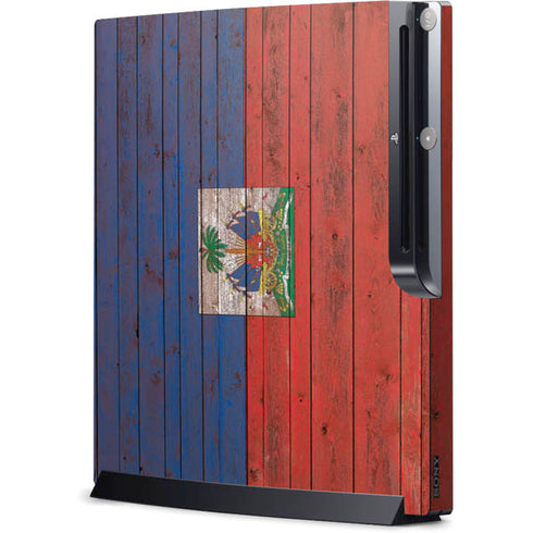 Haiti Flag Dark Wood Playstation 3 & PS3 Slim Skin
